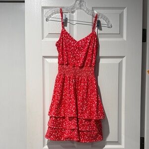 Emerald Sundae Red Floral Tiered Sundress